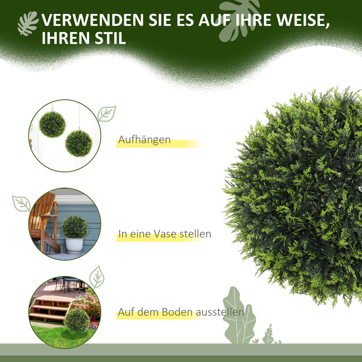 Kunstige planter sæt med 2, uv-resistente dekorative planter, indendørs/udendørs, 45 cm, grøn