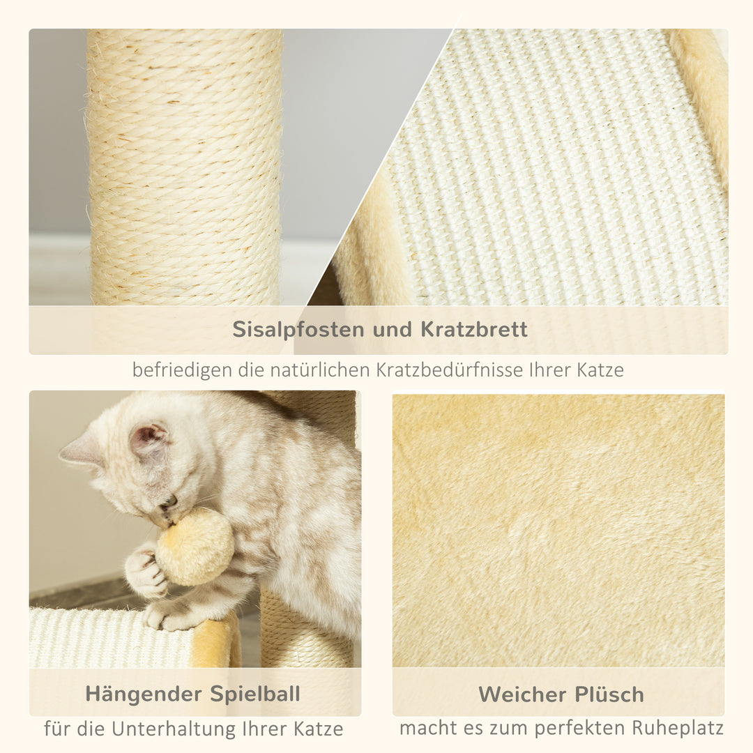 Kradsetræ med legebolde kradsetræ til katte sisalreb kradsetræer beige 35,5 x 37 x 46 cm