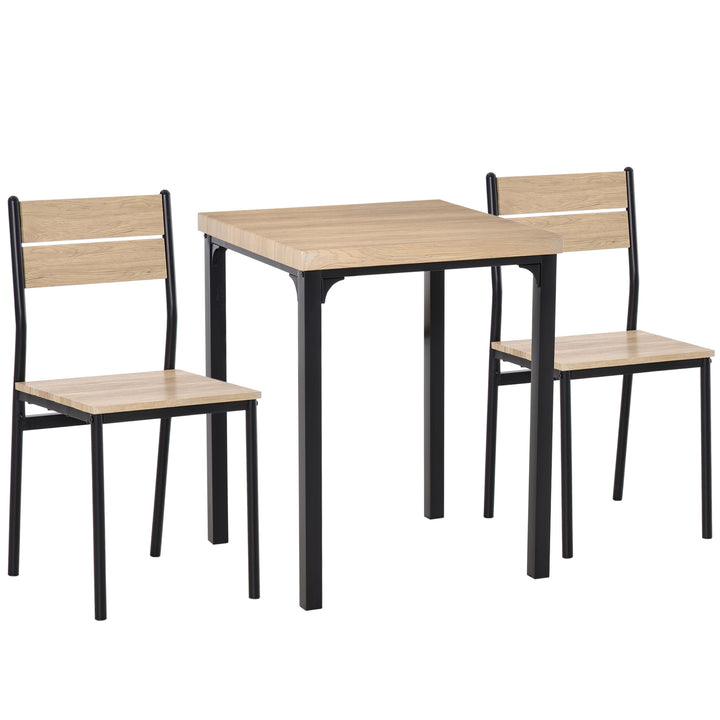3-Delt spisebord køkkenbord med stole sæt naturtræ + sort med 1 bord + 2 stole
