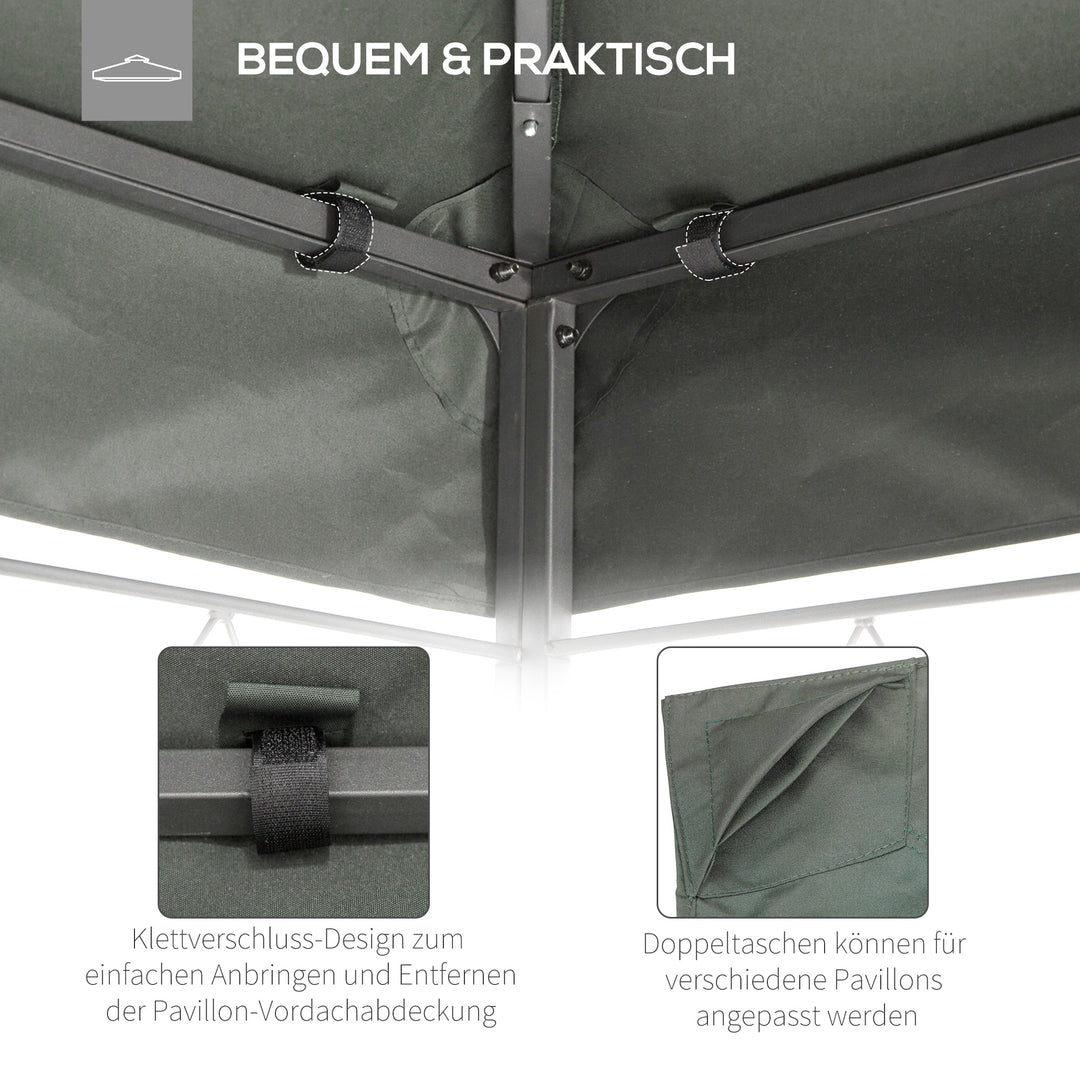 Udskiftningstag til 3x4m metalpavillon, vandafvisende pavillontag til havepavillon, festtelt, havetelt, polyester, mørkegrå