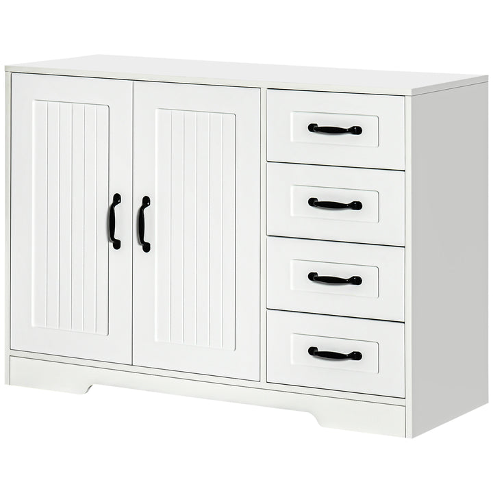 Skænk, moderne stil, 4 skuffer, 1 skab, 105 cm x 40 cm x 76 cm, hvid