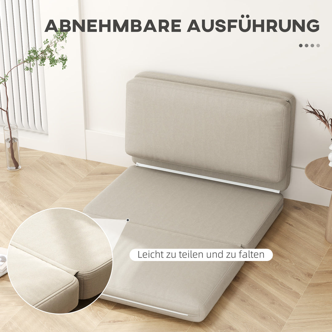 2-I-1 foldbar lænestol med gæstemadras, delbar, 120 cm bred, beige