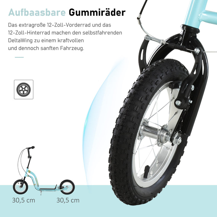 Børneløbehjul fra 5 år, løbehjul, city scooter til børn, aluminium, 120 x 58 x 85-95 cm, lyseblå