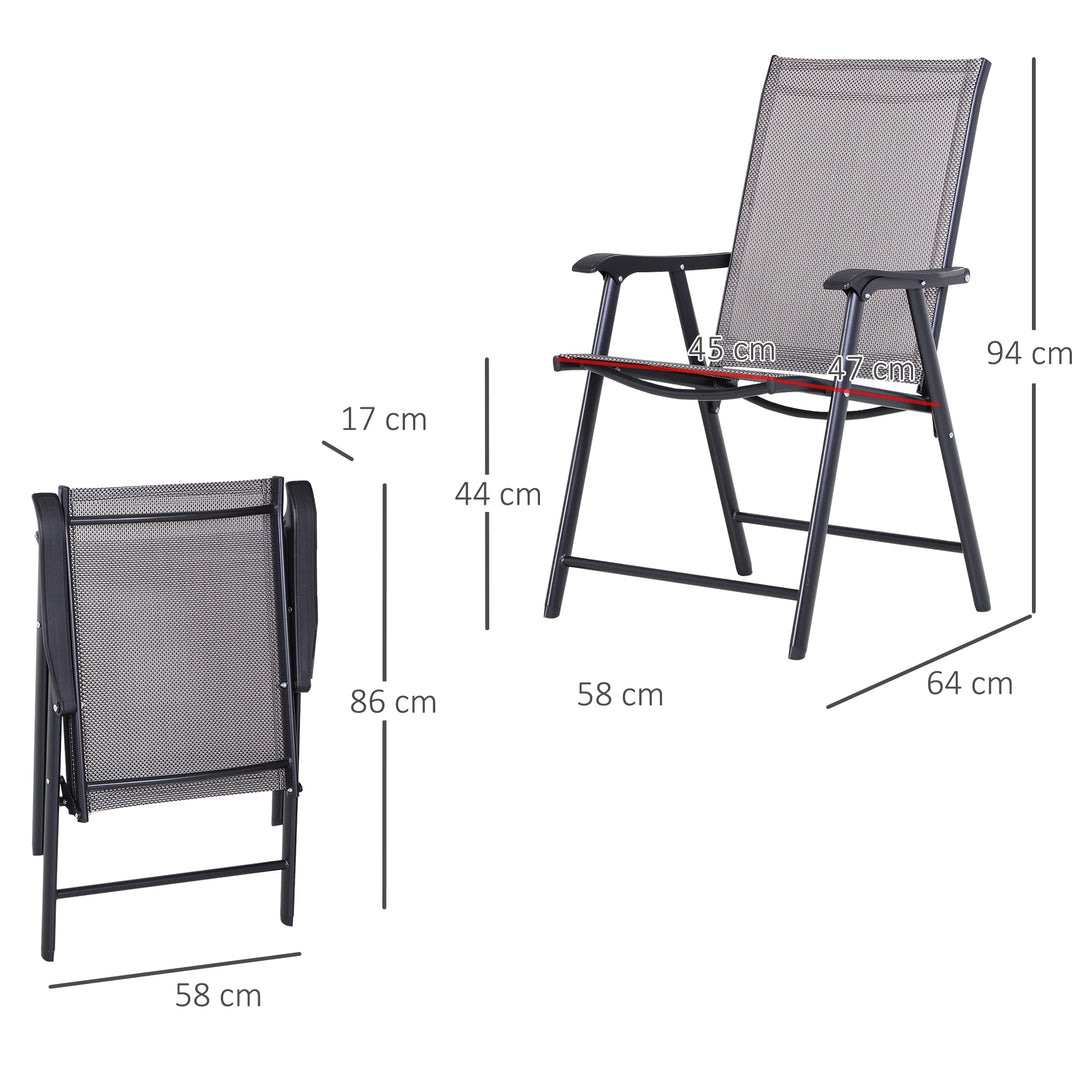 Klapstol med armlæn sæt med 2 campingstole fiskestol metalgrå 58 x 64 x 94 cm