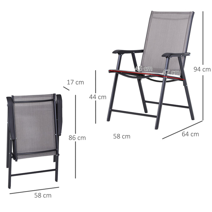 Klapstol med armlæn sæt med 2 campingstole fiskestol metalgrå 58 x 64 x 94 cm