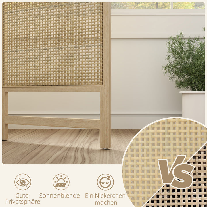 3-Panels rumdeler, 180 cm foldbar vægskærm, fritstående rumdeler med håndvævet design til hjemmet, naturlig