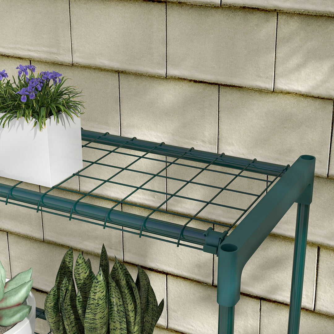 Plantestativ, blomsterstativ, plantestativ, 4 hylder, 89 cm x 28 cm x 107 cm, mørkegrøn