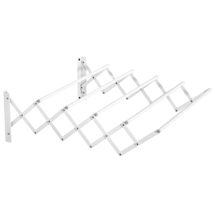 Vægmonteret tørrestativ, udtrækkelig, foldbar, pladsbesparende, hvid, 63,5 x 60 x 20 cm