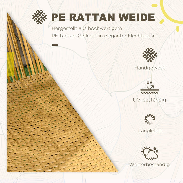 Rattan lænestol, udendørs lænestol, havelænestol, PE-rattan, 89 cm x 75 cm x 143 cm, naturlig + sort