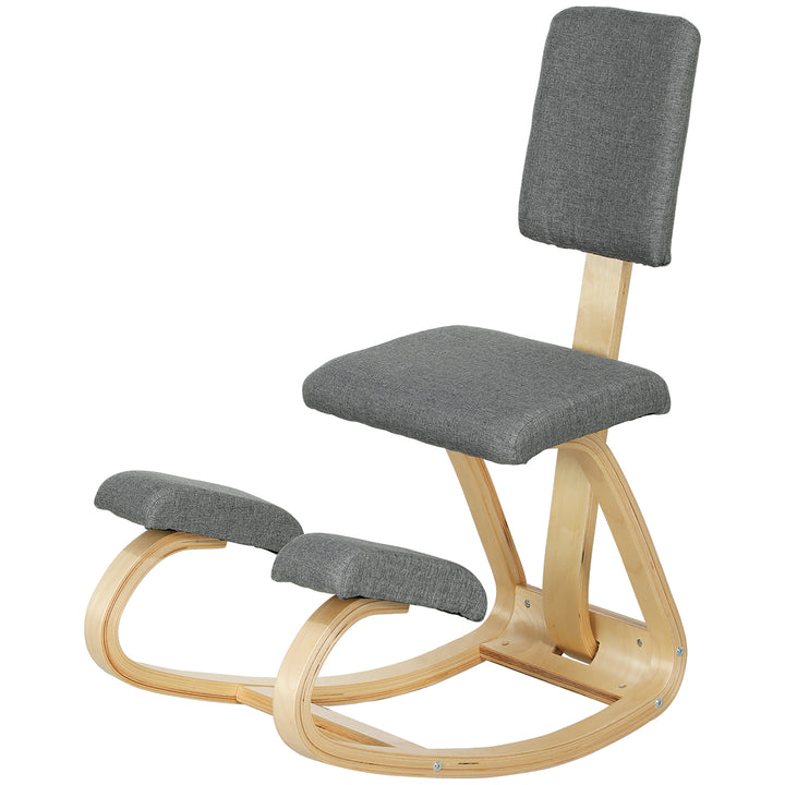 Ergonomisk knæstol, knæskammel, sundhedsstol til hjemmet, kontoret, meditation, grå