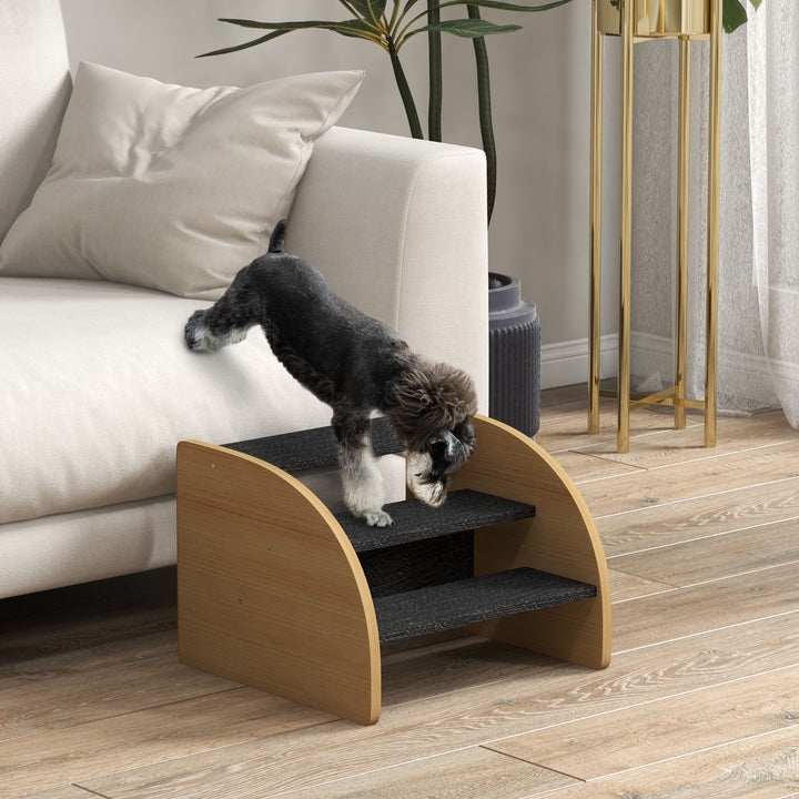 Kæledyrstrappe hundetrappe, 3 trin, lille hund, 38,5 cm x 38,5 cm x 30 cm, eg + sort