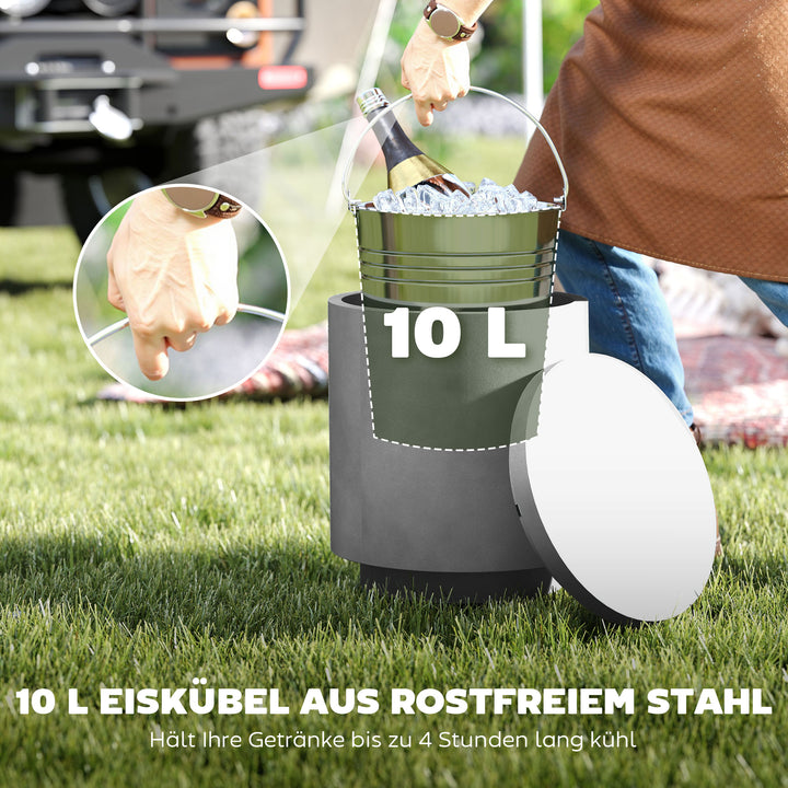 Udendørsbord, sidebord med køler, isspand, lysegrå