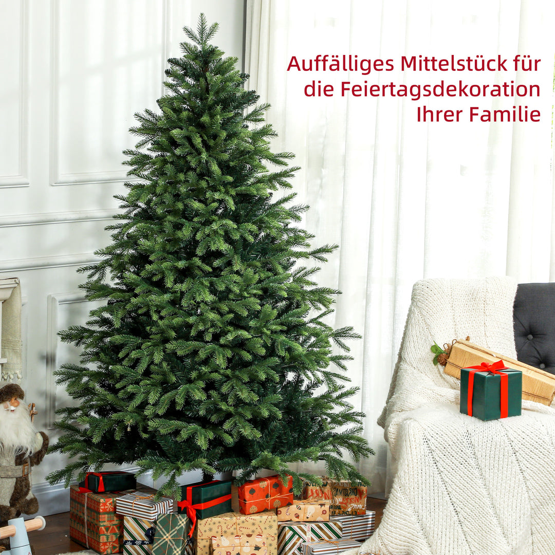 Kunstigt juletræ, realistisk udseende, flammehæmmende, robust metalfod, 183 cm, grøn