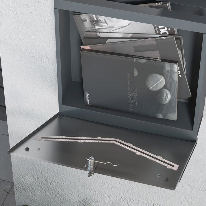 Postkasse, moderne design, vejrbestandig, 37 cm x 10,5 cm x 37 cm, grå