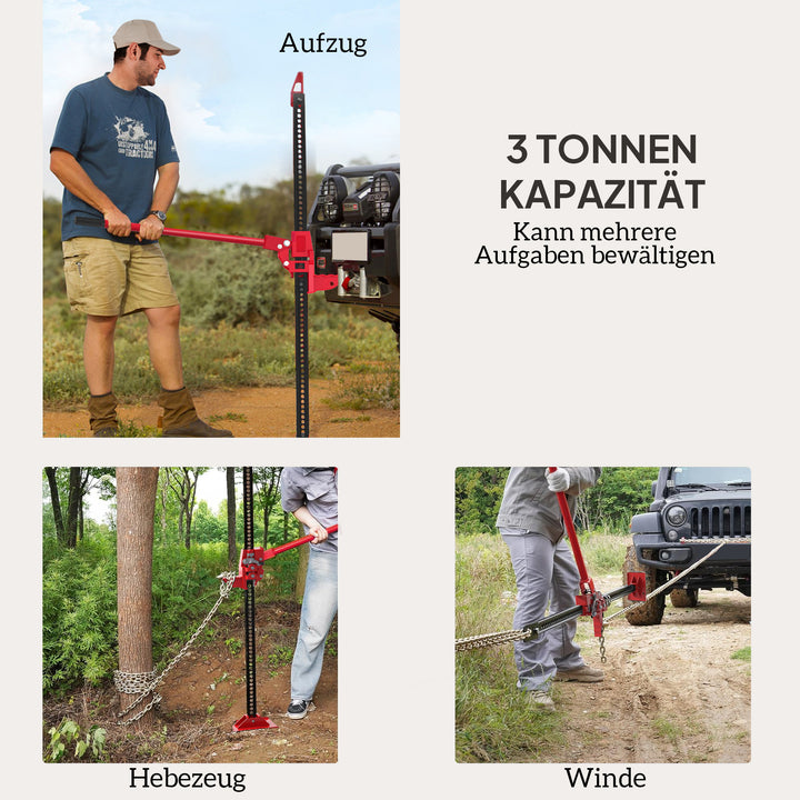 Landbrugsdonkraft bildonkraft 135 cm 3000 kg lastkapacitet offroad stockspil i stål rød+sort