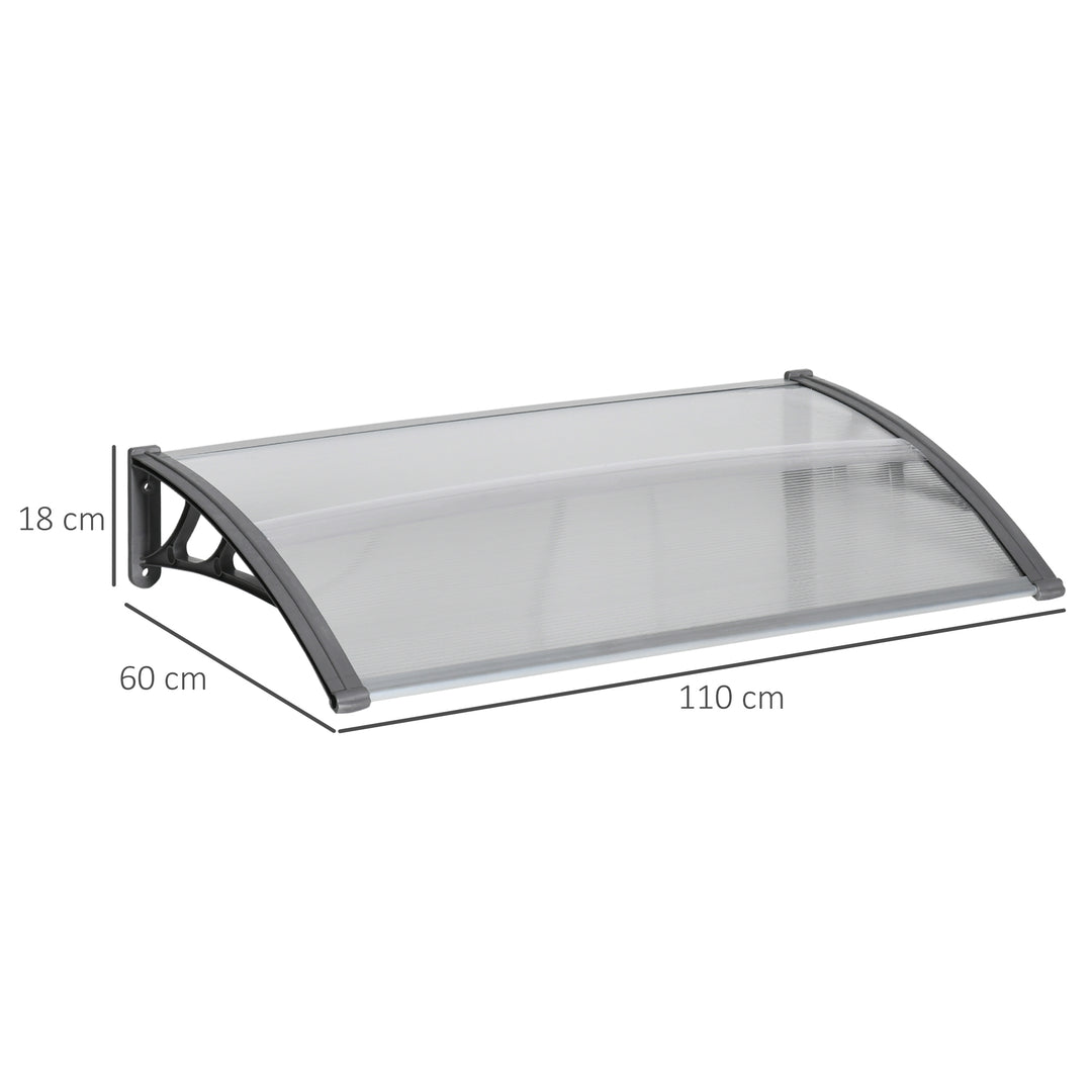 Dørmarkise, beskyttelse mod regn, vind og hagl, polycarbonat, aluminium, 110 x 60 x 18 cm, grå