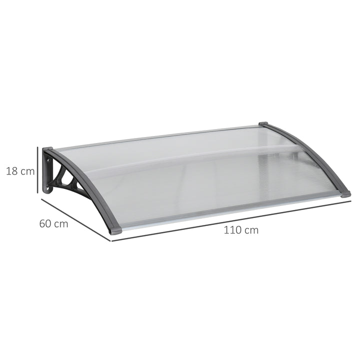 Dørmarkise, beskyttelse mod regn, vind og hagl, polycarbonat, aluminium, 110 x 60 x 18 cm, grå