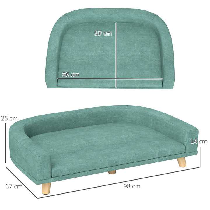 Hundeseng hundesofa kæledyrssofa, eukolyptustræ, 98 x 67 x 25 cm, grøn
