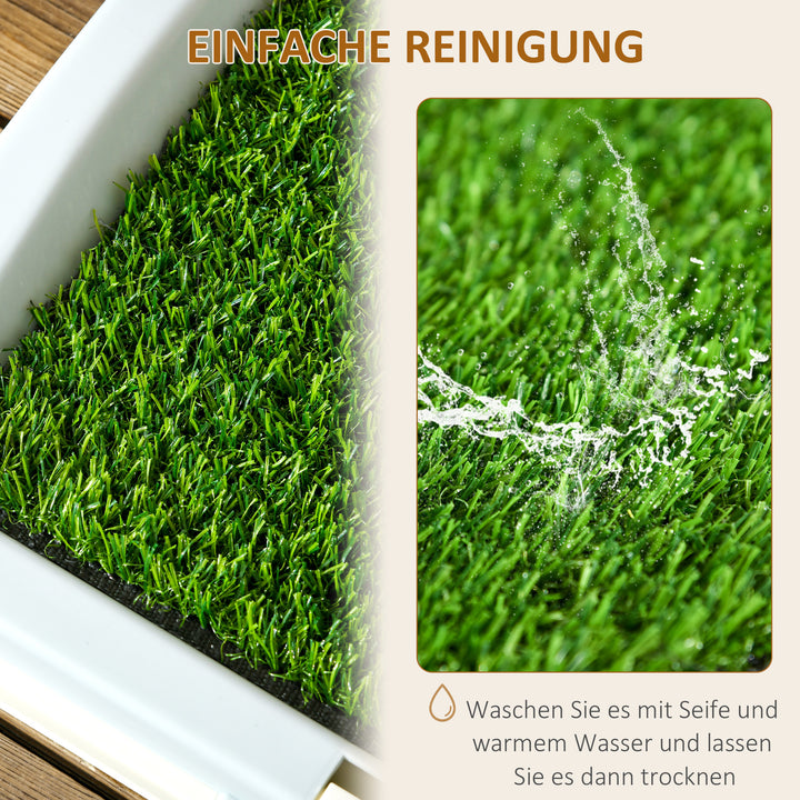 Hundetoilet hvalpetoilet hundetoilet, 2 lag, kunstgræs, genanvendeligt, 63 x 48,5 x 6 cm, grøn + hvid