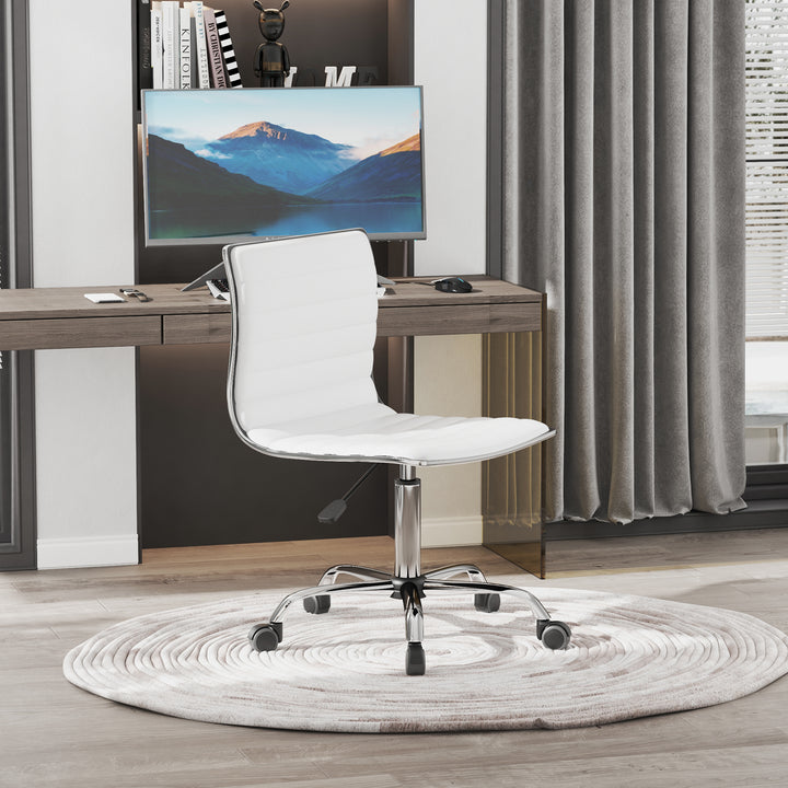 Frisørstol, salonstol med ryglæn, højdejusterbar, stål pu, hvid, 48 x 52 x 78-90 cm