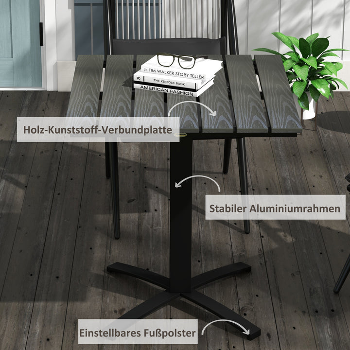 Havebord, til 4 personer, trælook, aluminiumsramme, 70 x 70 x 76 cm, grå