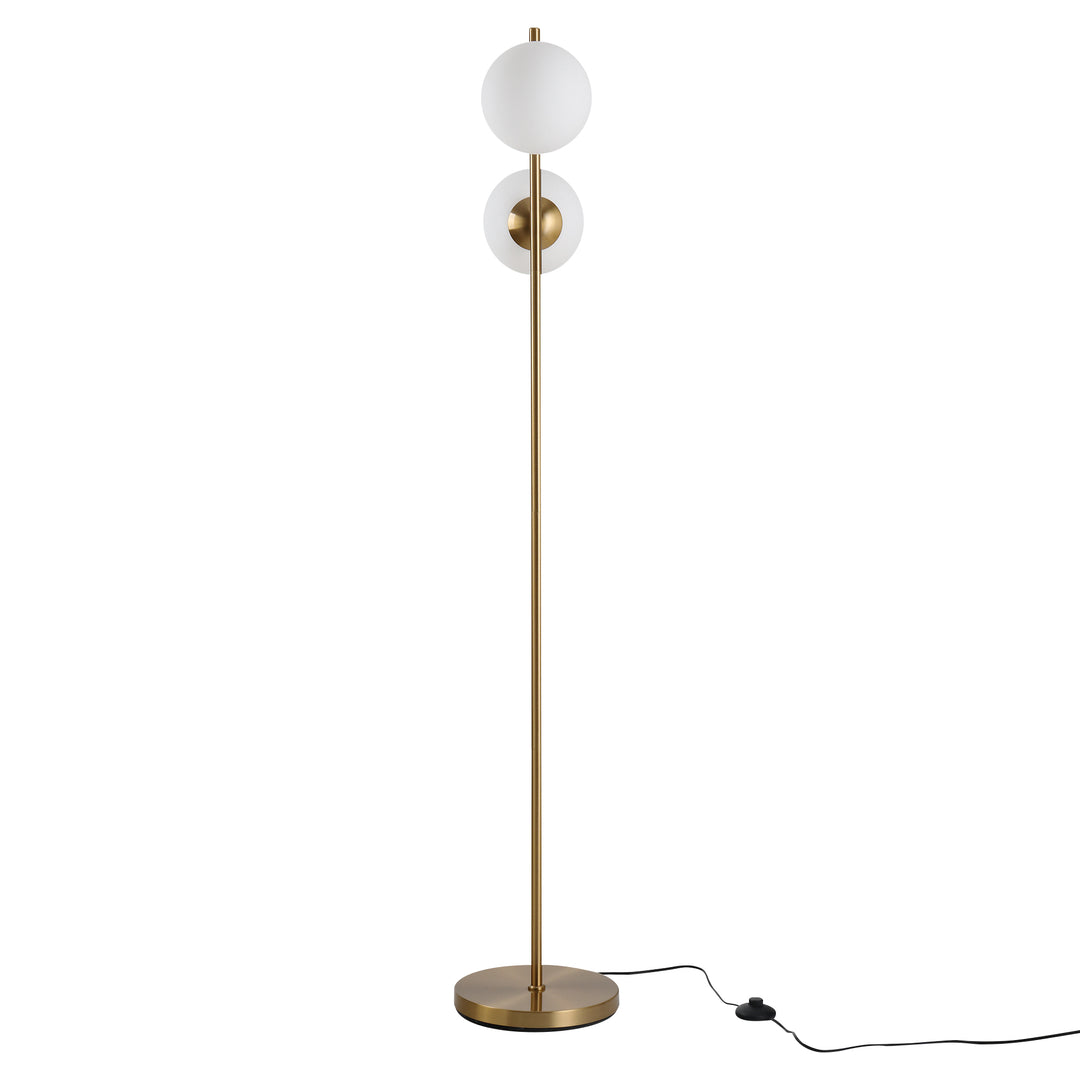 Gulvlampe gulvlampe 2-delt glasskærm, stål+glas, 39 x 28 x 165 cm (gylden+hvid)