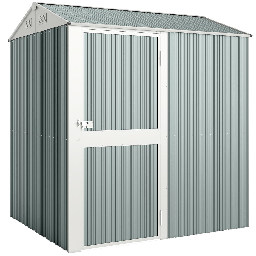 Metalskur 3,5 m², højt aflåseligt skur med skråtag, ventilation, handsker, 209 x 177 x 236 cm