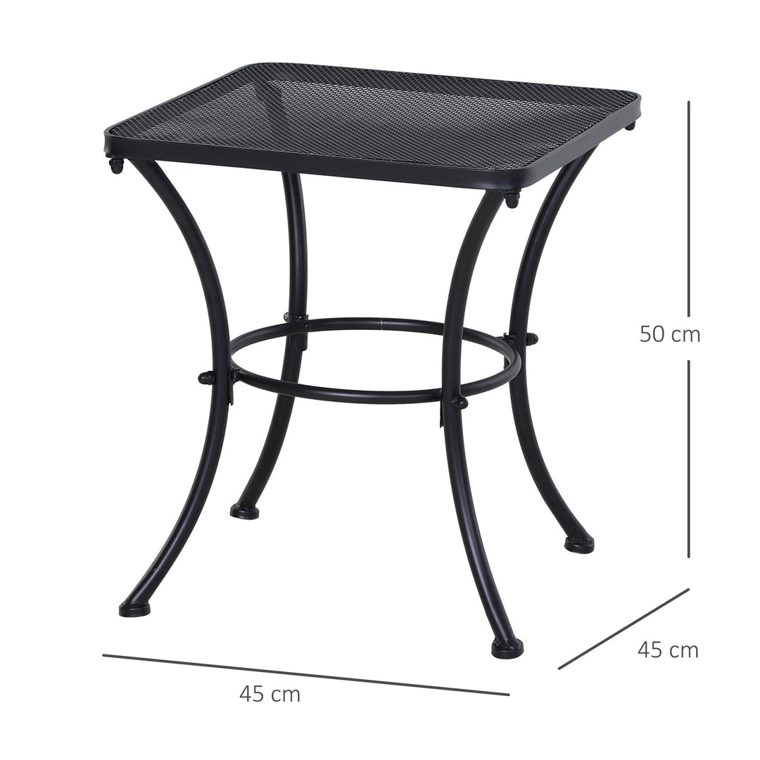 Havesofabord, sidebord, havebord, sofabord, metal, sort, terrassebord, 45 x 45 x 50 cm