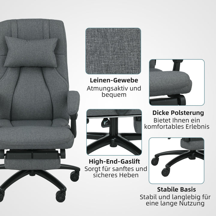 Vinsetto massagekontorstol, usb-interface, drejehjul, mørkegrå