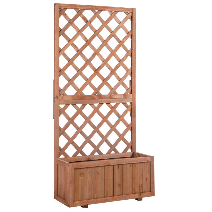 Hævet plantekasse med espalier, espalierplantekasse, træblomsterkasse, 72,5x31,5x149,5 cm til have, altan, terrasse, blomsterpotte til klatreplanter, blomster, orange
