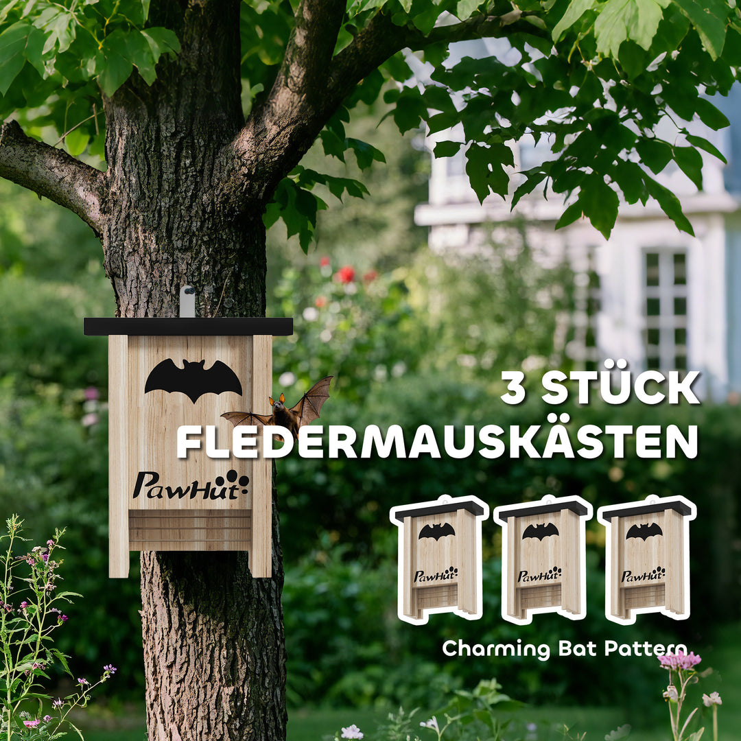 Sæt med 3 flagermuskasser, flagermushuse til haver, frugtplantager, gårde, nemme at ophænge, 18 x 6 x 22,5 cm