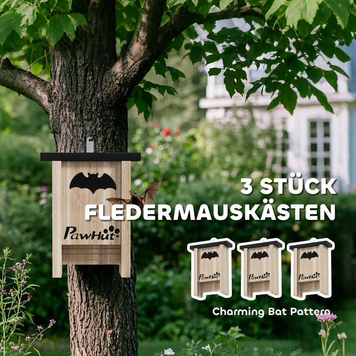 Sæt med 3 flagermuskasser, flagermushuse til haver, frugtplantager, gårde, nemme at ophænge, 18 x 6 x 22,5 cm