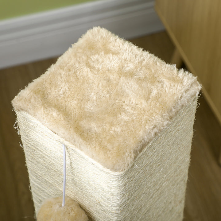 Kradsetræ til katte, 79 cm kradsetræ med jute reb, inkluderer legetøj, plys, beige