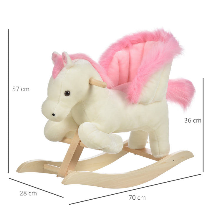 Børne gyngehest baby gyngehest med dyrelyde legetøjshåndtag til 18-36 måneder plys hvid+pink 70 x 28 x 57 cm
