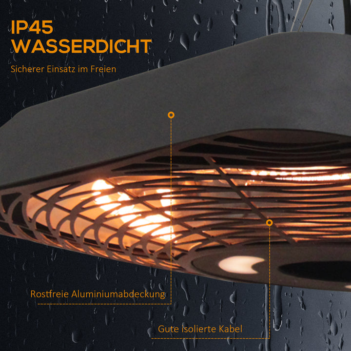 Infrarød varmeapparat 2000 watt varmeapparat med fjernbetjening 3 varmeindstillinger beskyttelsesdæksel led-display ip45 varmeradiator terrassevarmer stående varmeapparat infrarød varmeapparat sort
