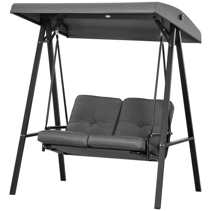 Hollywood gynge, 2-personers havegynge med justerbar baldakin, lasteevne op til 220 kg, 145 x 116 x 172 cm, mørkegrå