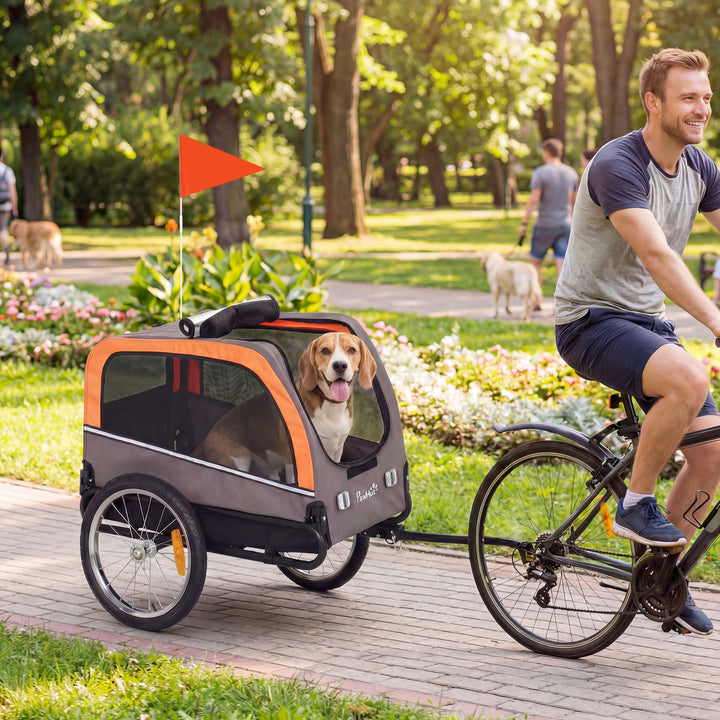 Hundetrailer, foldbar cykeltrailer med sikkerhedsreflekser til små og mellemstore hunde op til 20 kg, orange