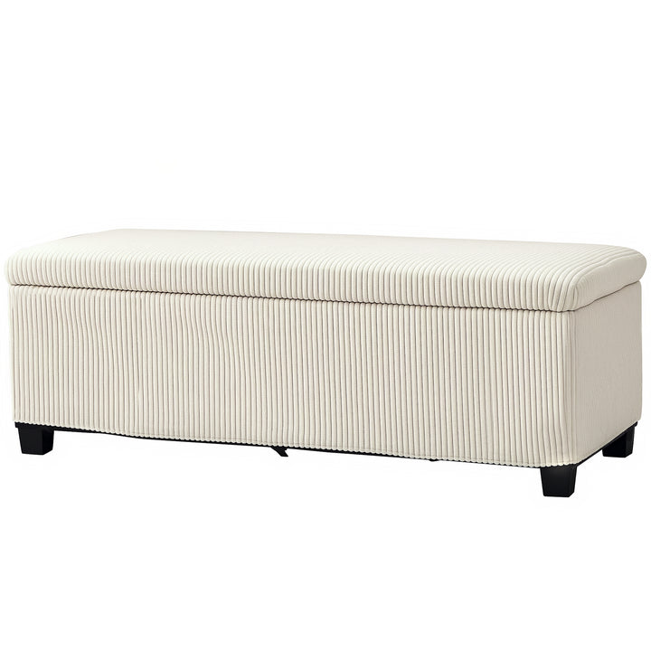 Opbevaringsbænk, corduroy design, stålstel, beige