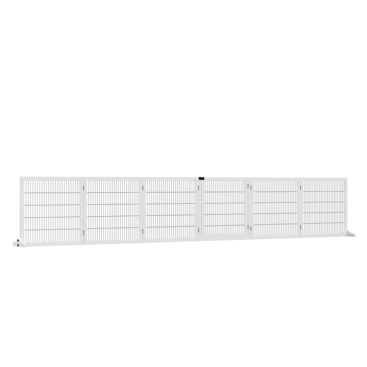 Foldbar hundegitter, 432 x 36 x 70 cm, fyrretræ, hvid