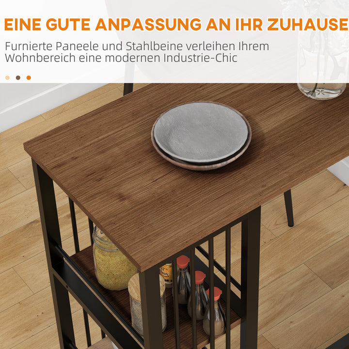 Barbord, ståbord, køkkenbord, industrielt design, 3 hylder, 120 x 40 x 105 cm; Sort + Brun