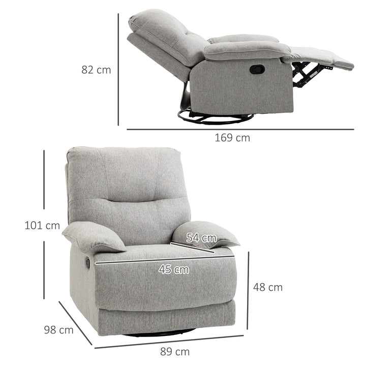 Lænestol med lænefunktion og fodstøtte, op til 160 kg, 89 x 98 x 101 cm, lysegrå