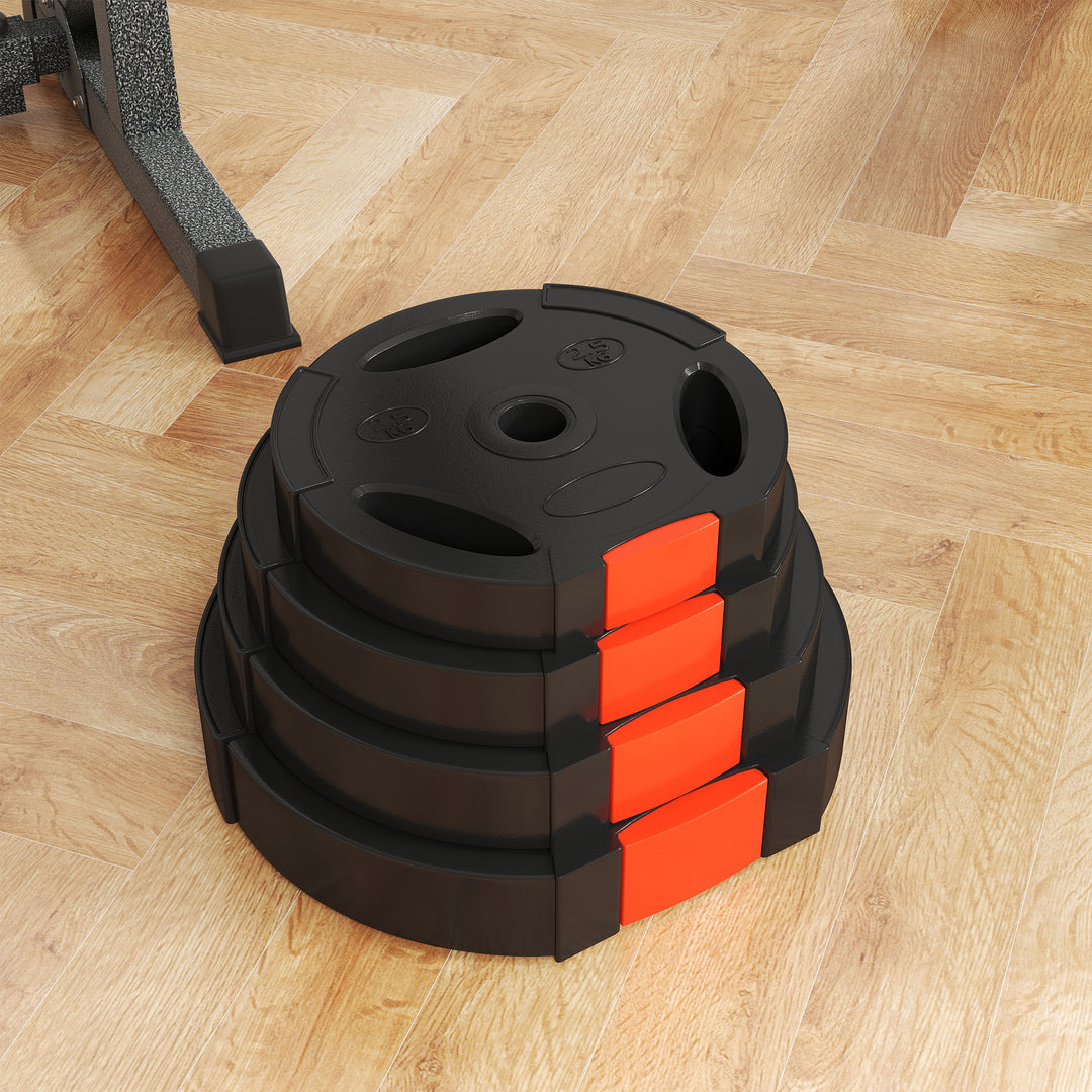 4-Delt vægtskivesæt til træning, fitnesscenter, hjemmetræning, styrketræning, 2 x 7,5 kg og 2 x 5 kg, sort