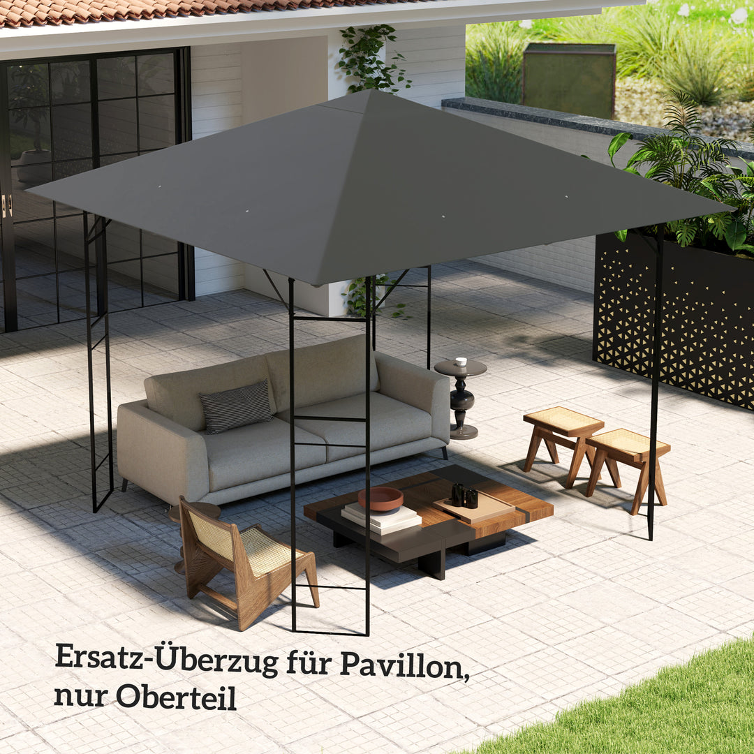 Udskiftningstag til 3 x 3 m pavillon, vandafvisende pavillontag UPF30+, udskiftningsbetræk Oxford-stof, 370 g/m², grå