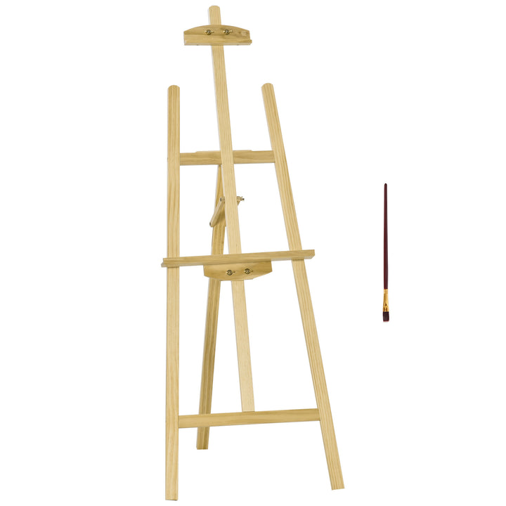 Staffeli, siddende og stående staffeli, foldbart studiestaffeli, 75° justerbart med holder til kunst, maleri og udendørs reklame, fyrretræ, naturtræ, 51,5 x 71,5 x 134,5 cm