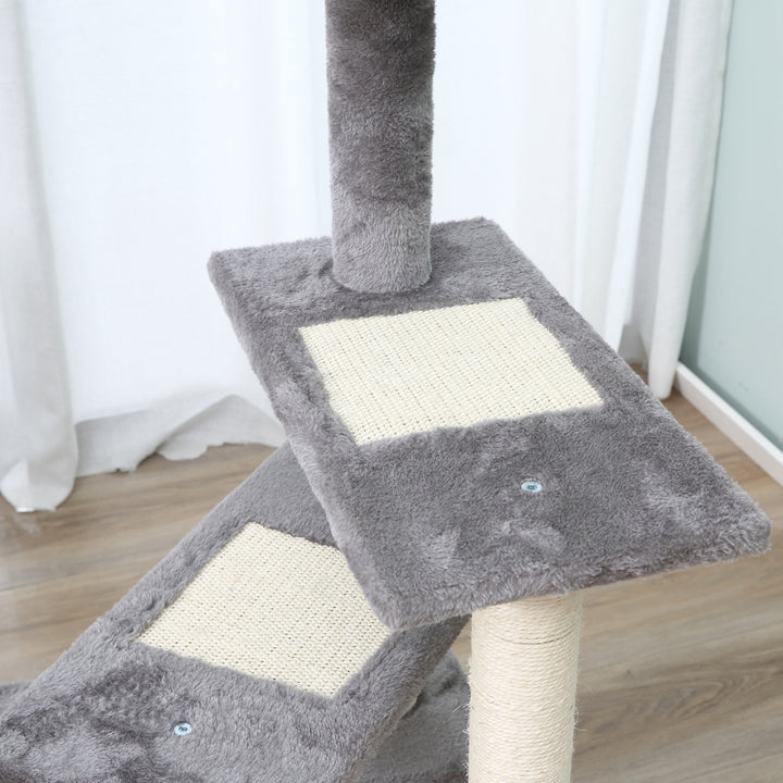 Klatretræ kradsetræ legetræ kradsetræ katte trapper 5 lag beige grå 48,5 x 48,5 x 100 cm (lxbxh)