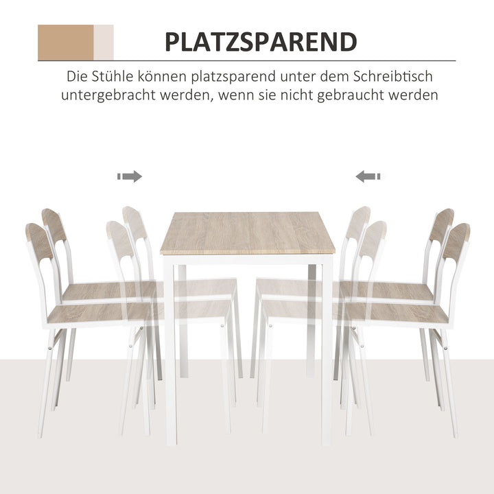 5-Delt spisebordssæt med 4 stole, pladsbesparende køkkenbordssæt, siddegruppe til spisestue, køkken, grå + hvid