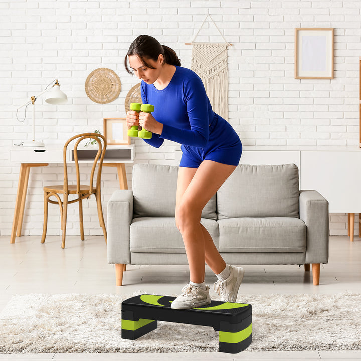 Aerobic stepper, højdejusterbar, til indendørs og udendørs brug, belastningskapacitet op til 150 kg, 80 x 31 x 10-20 cm, grøn