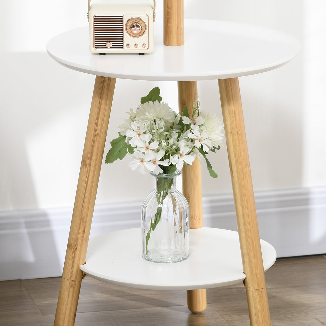 Knagerække med sidebord i skandinavisk design, 5 knagerækker, 39,5 cm x 39,5 cm x 171 cm, natur + hvid