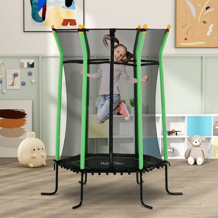 Trampolin til børn, 163,5 cm, med sikkerhedsnet, polstret, stål, lasteevne op til 50 kg