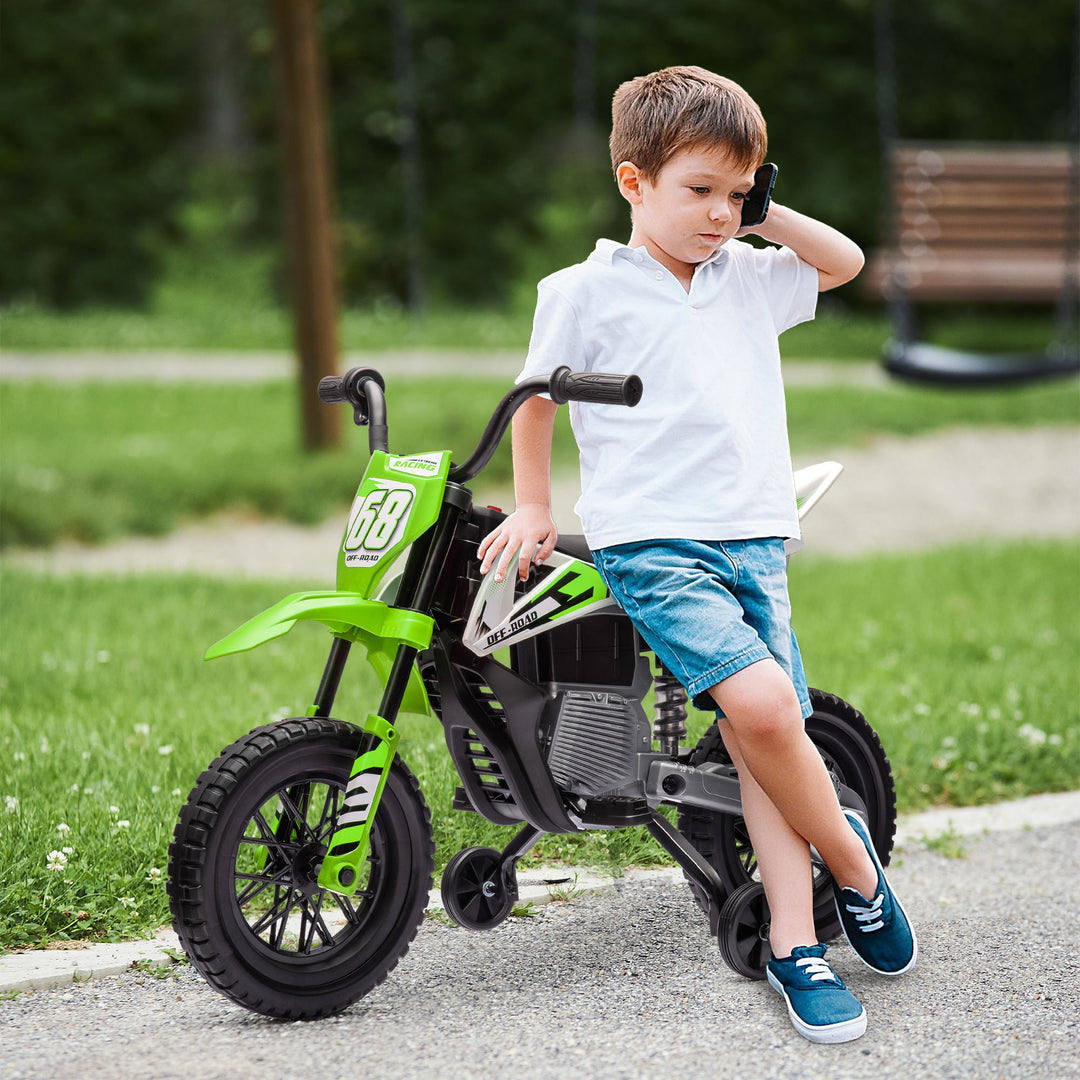 Elmotorcykel til børn, 12v børnemotorcykel med musik, børnekøretøj med støttehjul, 3-6 år, grøn